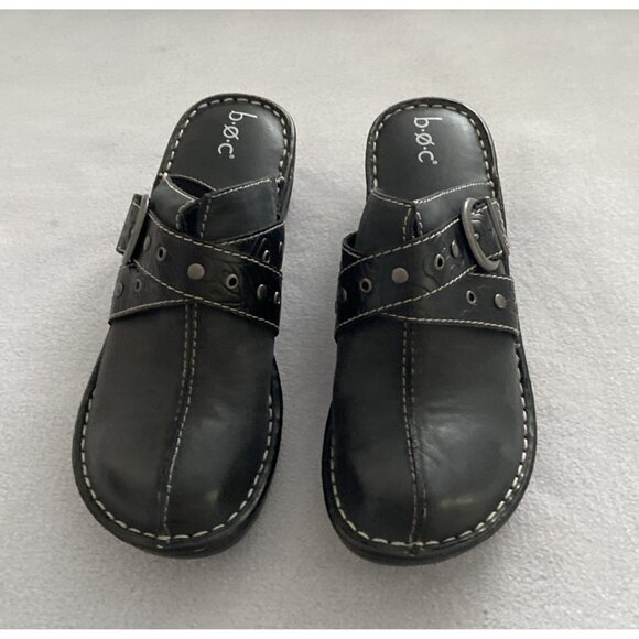 B.O.C. Born Womens Mules Sz 8 Concept Karley Clog Slip On Black Leather New - Picture 2 of 8